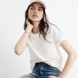 Madewell Ivory Cream White Easy Crop Tee Shirt — Size XS